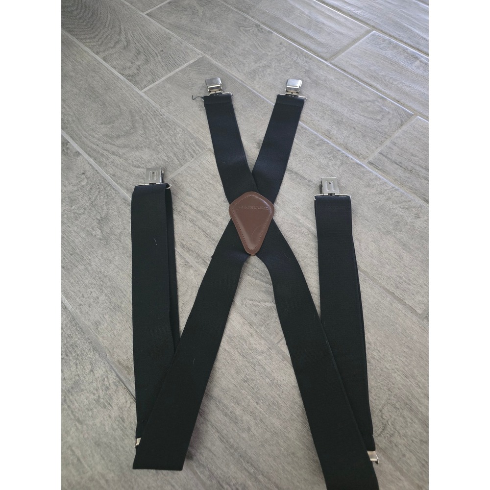 Carhartt Mens Black Heavy Duty 2 Inch Wide Elastic X-Back Work Suspenders Clips